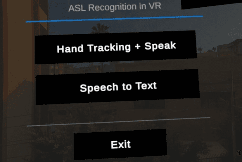 First Word VR menu